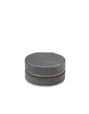 Mocha Velvet Round Jewellery Case- Grey