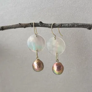 Mother of Pearl and Japan Kasumi pearl earrings