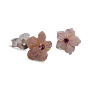 Mother of Pearl Flower Stud Earrings