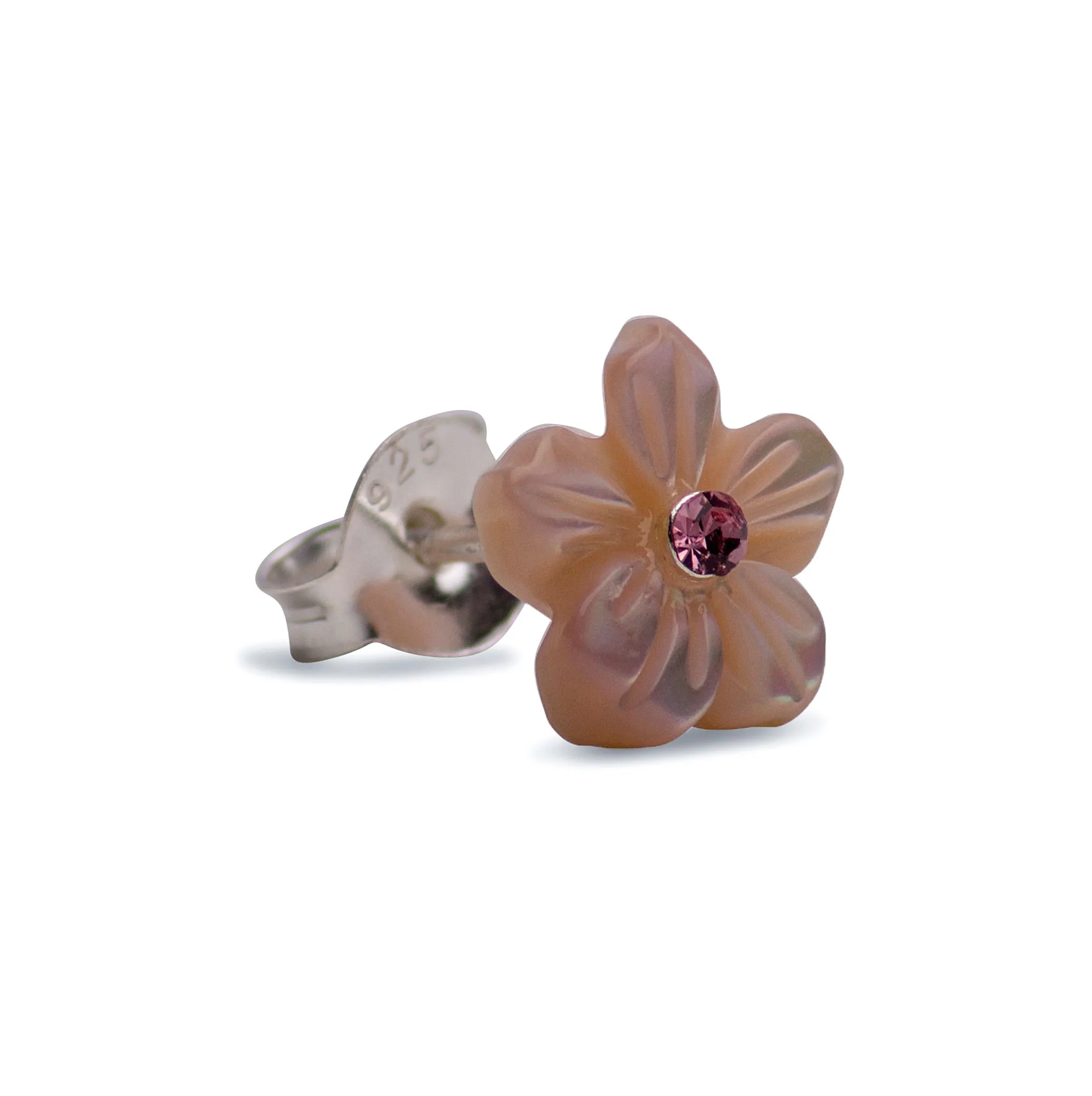 Mother of Pearl Flower Stud Earrings