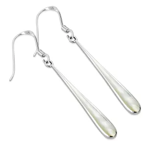 Mother of Pearl Long Drop Sterling Silver Earrings