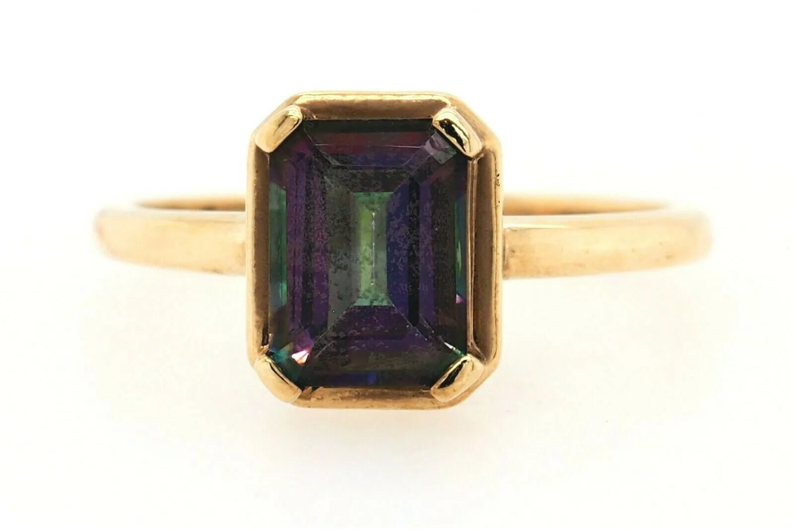 Mystic Topaz & 9ct Yellow Gold Dress Ring Fine Engagement Jewellery Size O