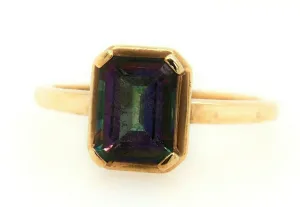 Mystic Topaz & 9ct Yellow Gold Dress Ring Fine Engagement Jewellery Size O