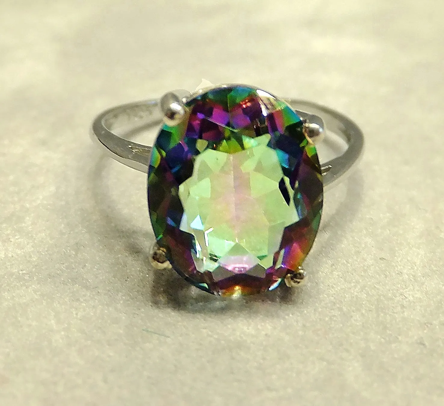 Mystic Topaz Solitaire  Gemstone Ring