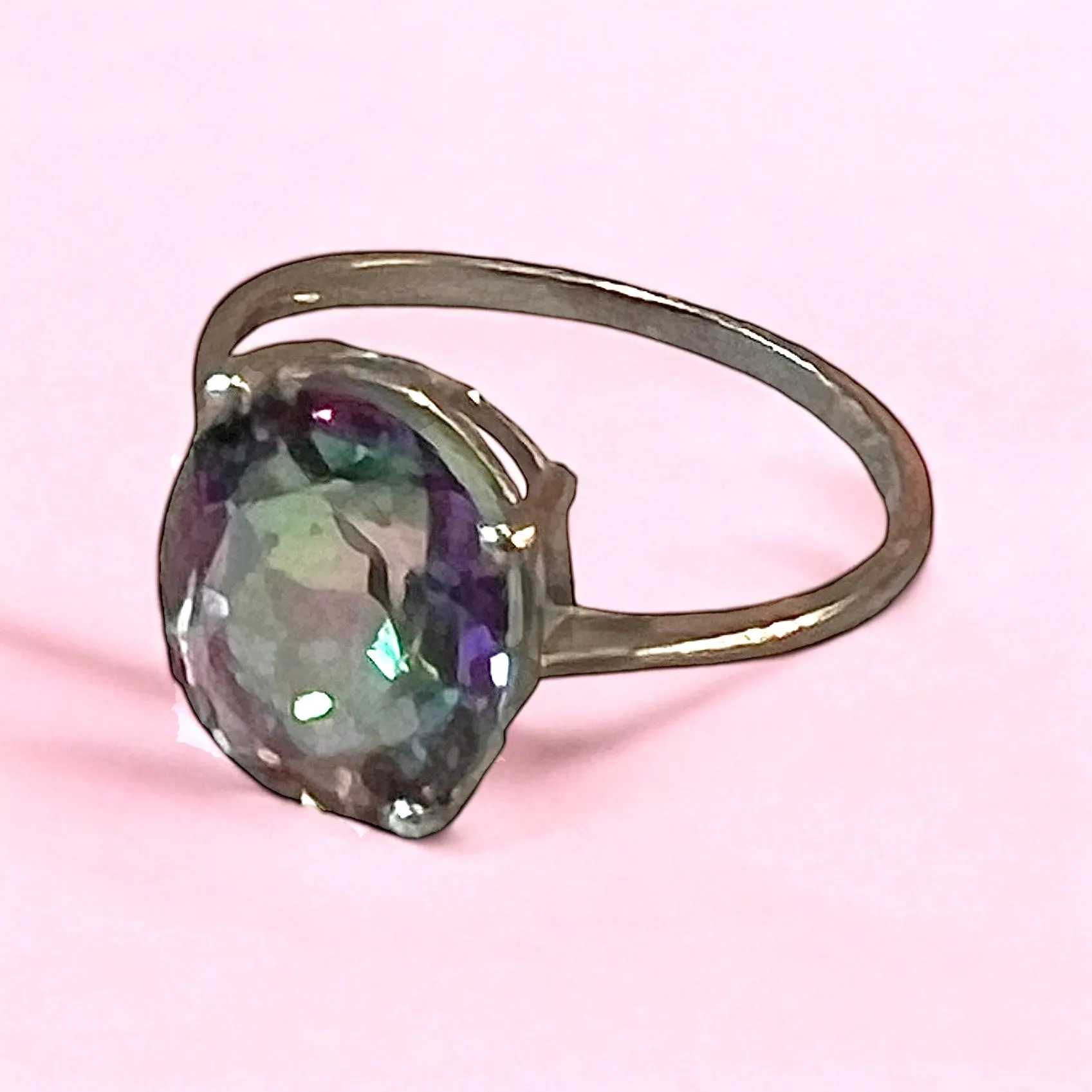 Mystic Topaz Solitaire  Gemstone Ring