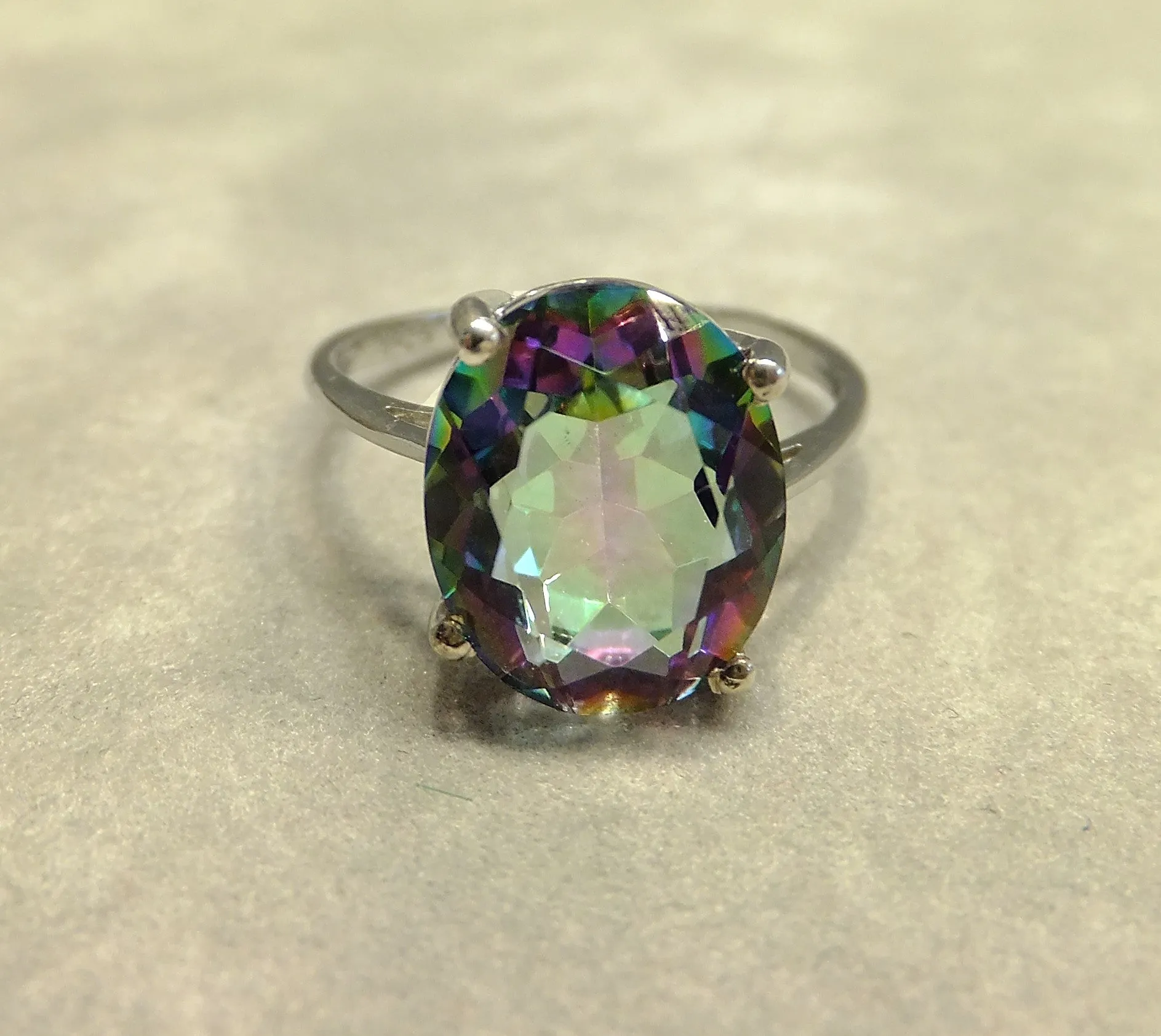 Mystic Topaz Solitaire  Gemstone Ring