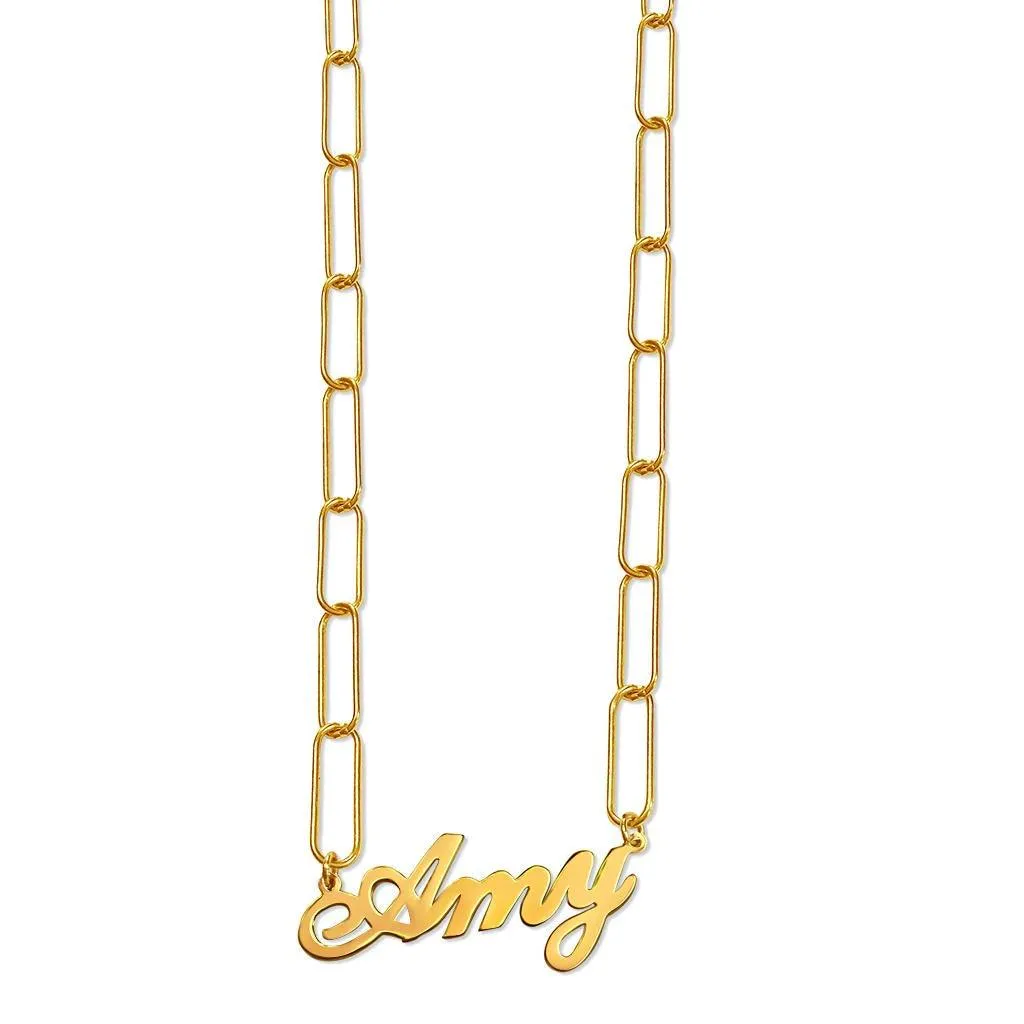 Name Necklace Rectangle Chain