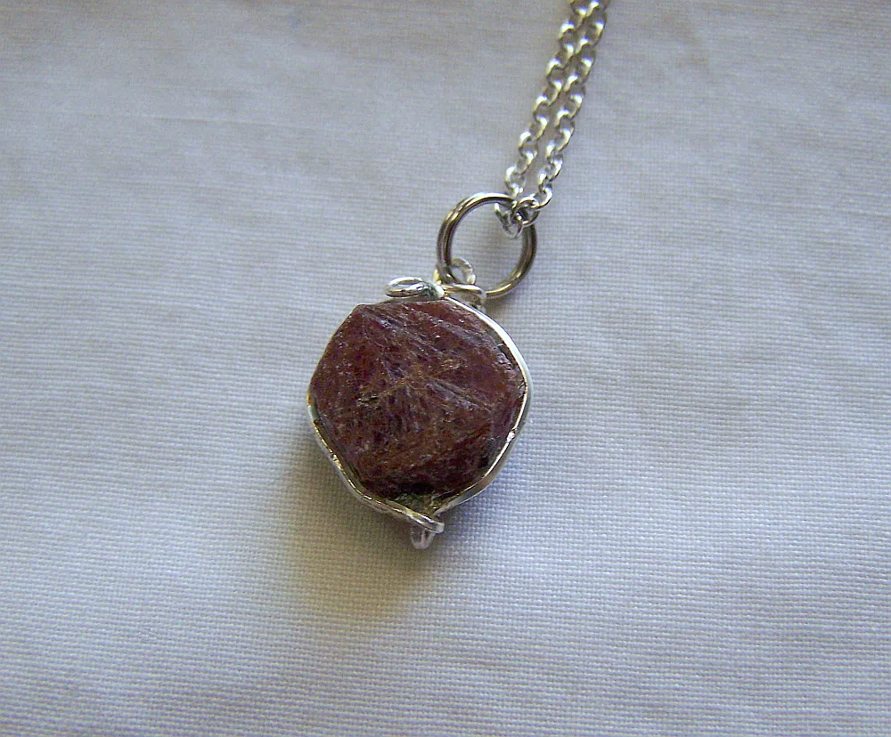 Natural Ruby Raw Gemstone Corundum Pendant