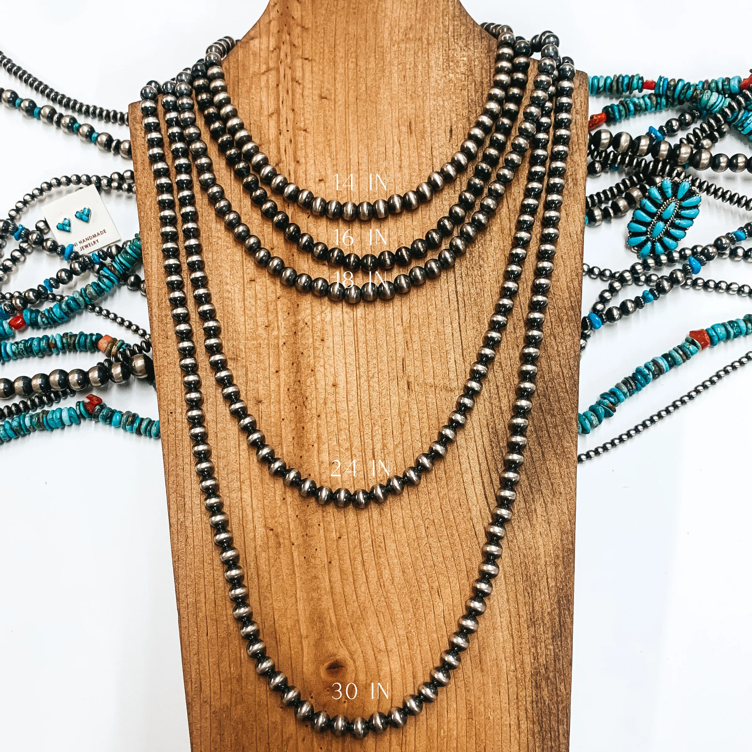 Navajo | Navajo Handmade 7mm Navajo Pearls Necklace | Varying Lengths