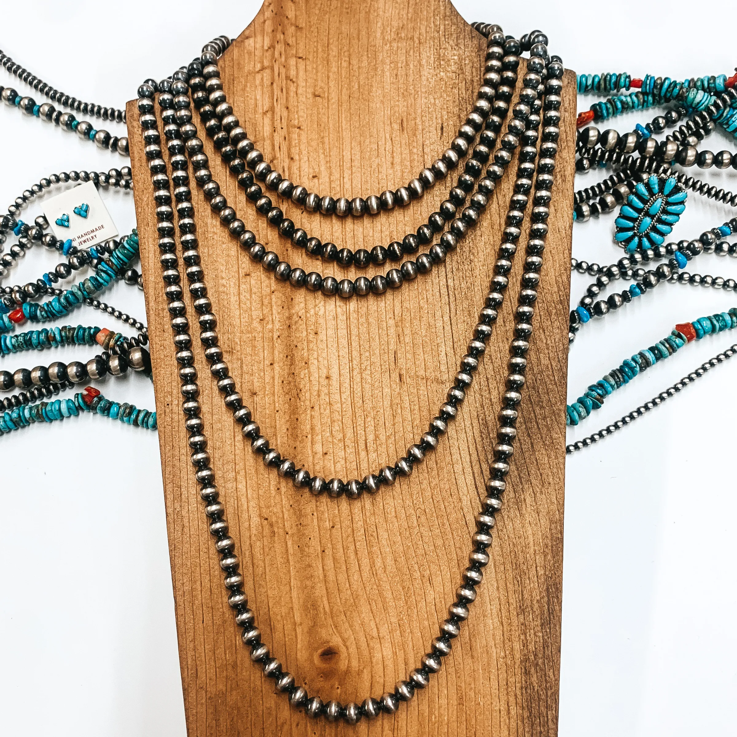 Navajo | Navajo Handmade 7mm Navajo Pearls Necklace | Varying Lengths