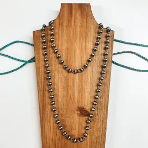 Navajo | Navajo Handmade Chain Link 10 mm Pearl Necklace | 48"