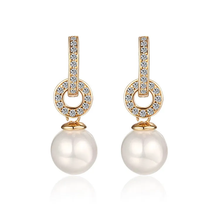 New pearl beads earring platinum plated zircon cc drop earrings for women 18k gold earings fashion bijoux