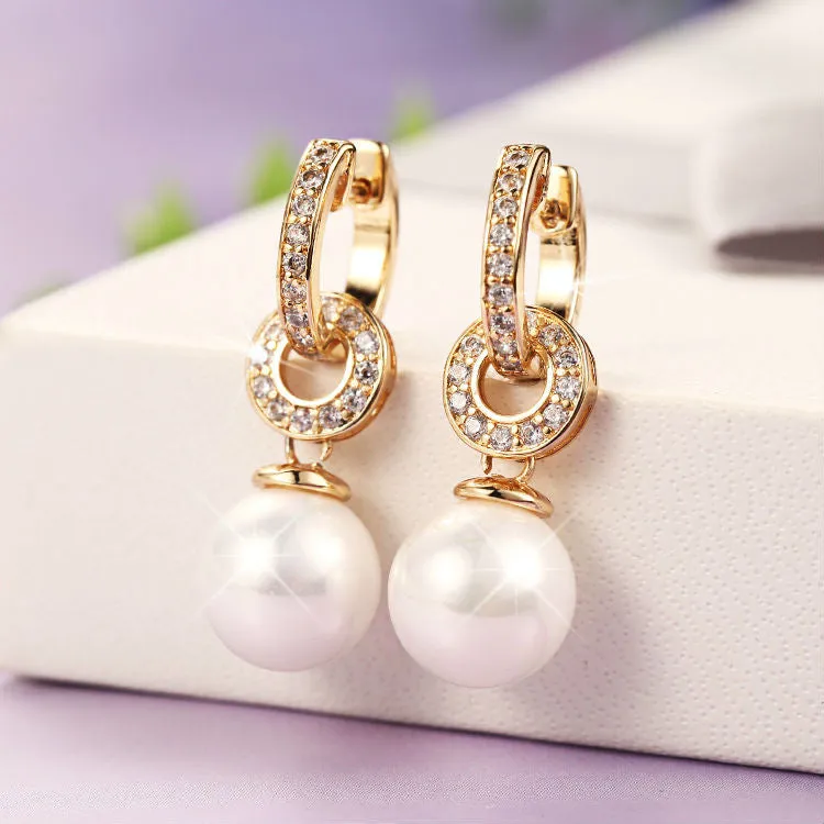 New pearl beads earring platinum plated zircon cc drop earrings for women 18k gold earings fashion bijoux