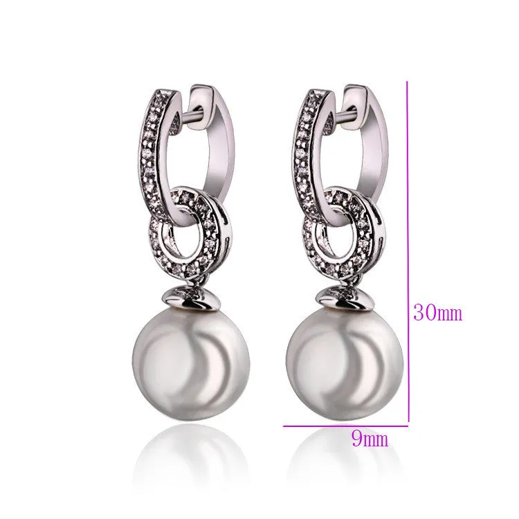 New pearl beads earring platinum plated zircon cc drop earrings for women 18k gold earings fashion bijoux