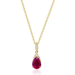 Nora 10K Yellow Gold Pear-Cut Mozambique Ruby Pendant