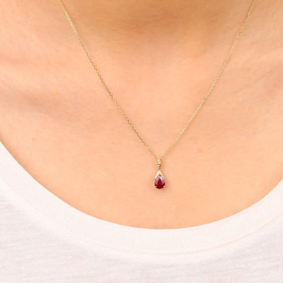 Nora 10K Yellow Gold Pear-Cut Mozambique Ruby Pendant