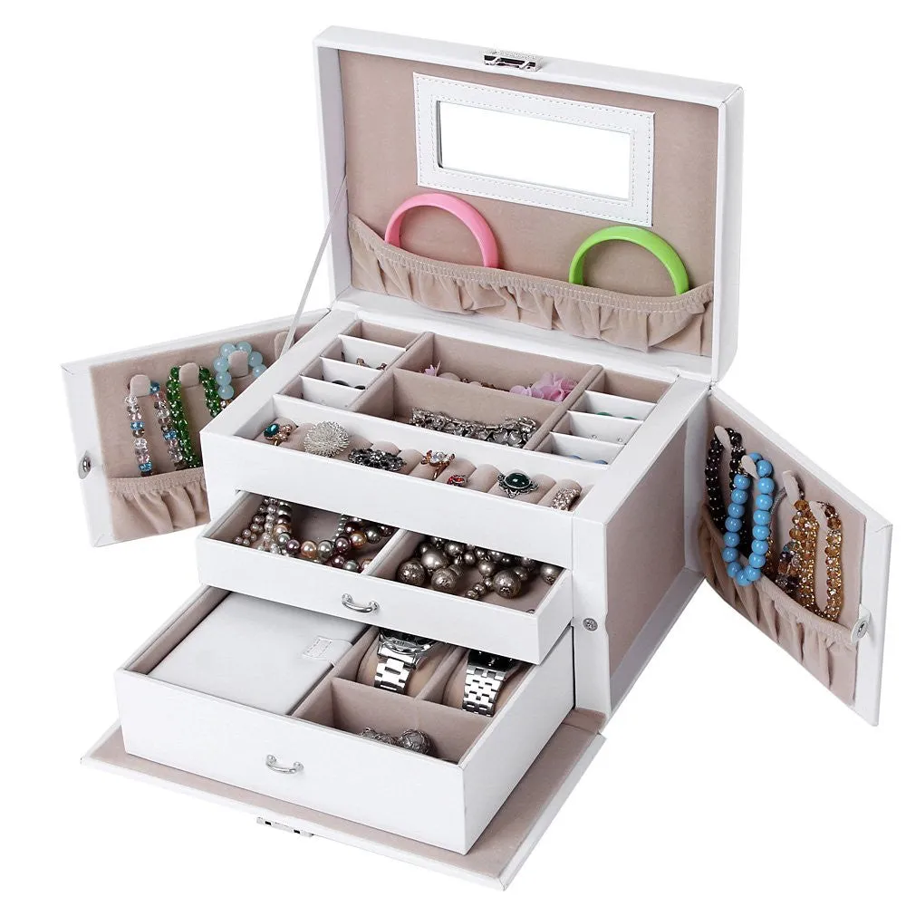 Organizer Mirrored Mini Travel Jewelry Box