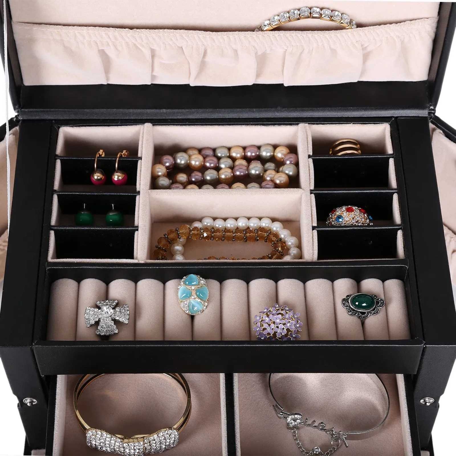 Organizer Mirrored Mini Travel Jewelry Box