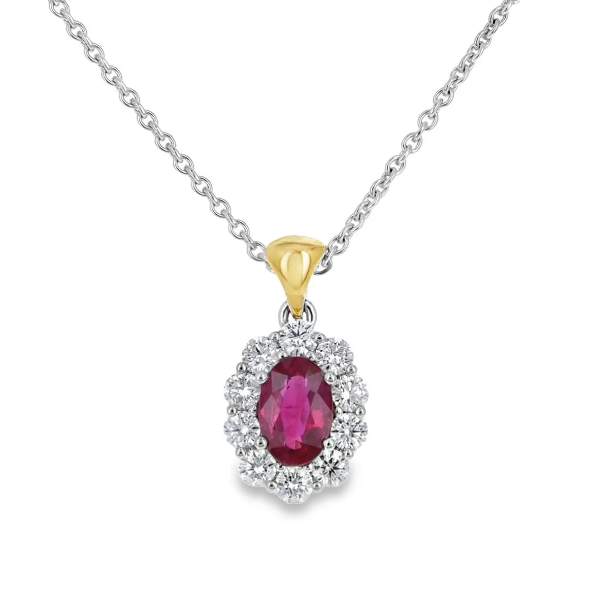 Oval Ruby & Diamond Pendant