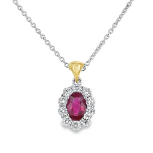 Oval Ruby & Diamond Pendant