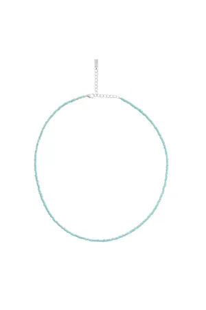 Pale Blue Beaded Necklace - Silver