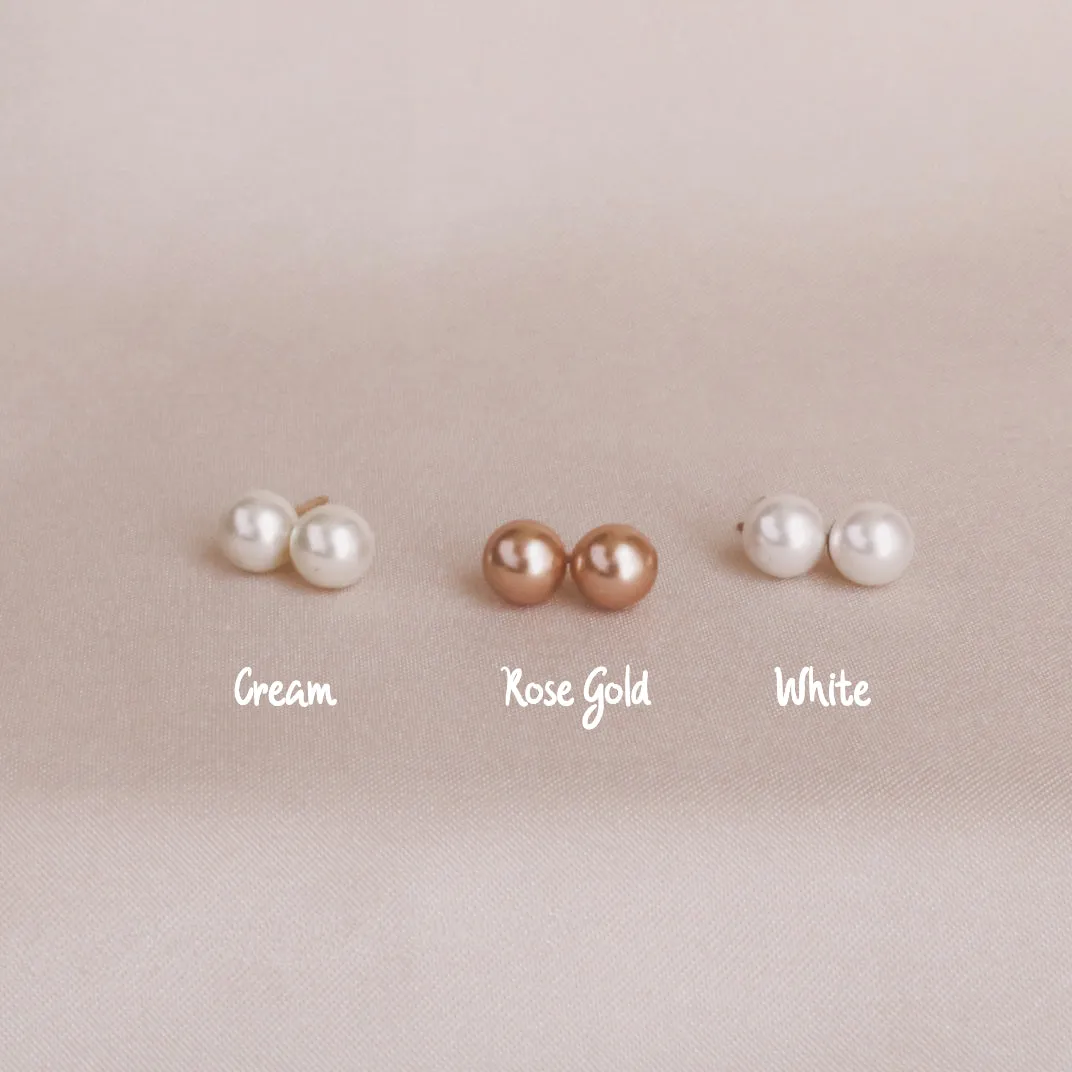 Pearl Gold Stud Post Earrings