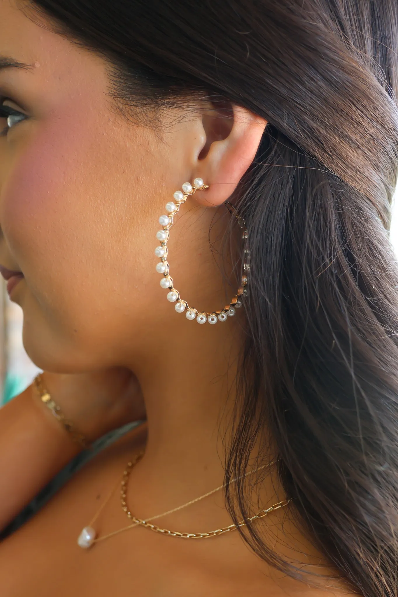 Pearl Hoop Earrings