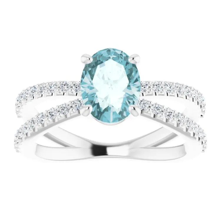 Platinum Natural Sky Blue Topaz & 1/3 CTW Natural Diamond Ring