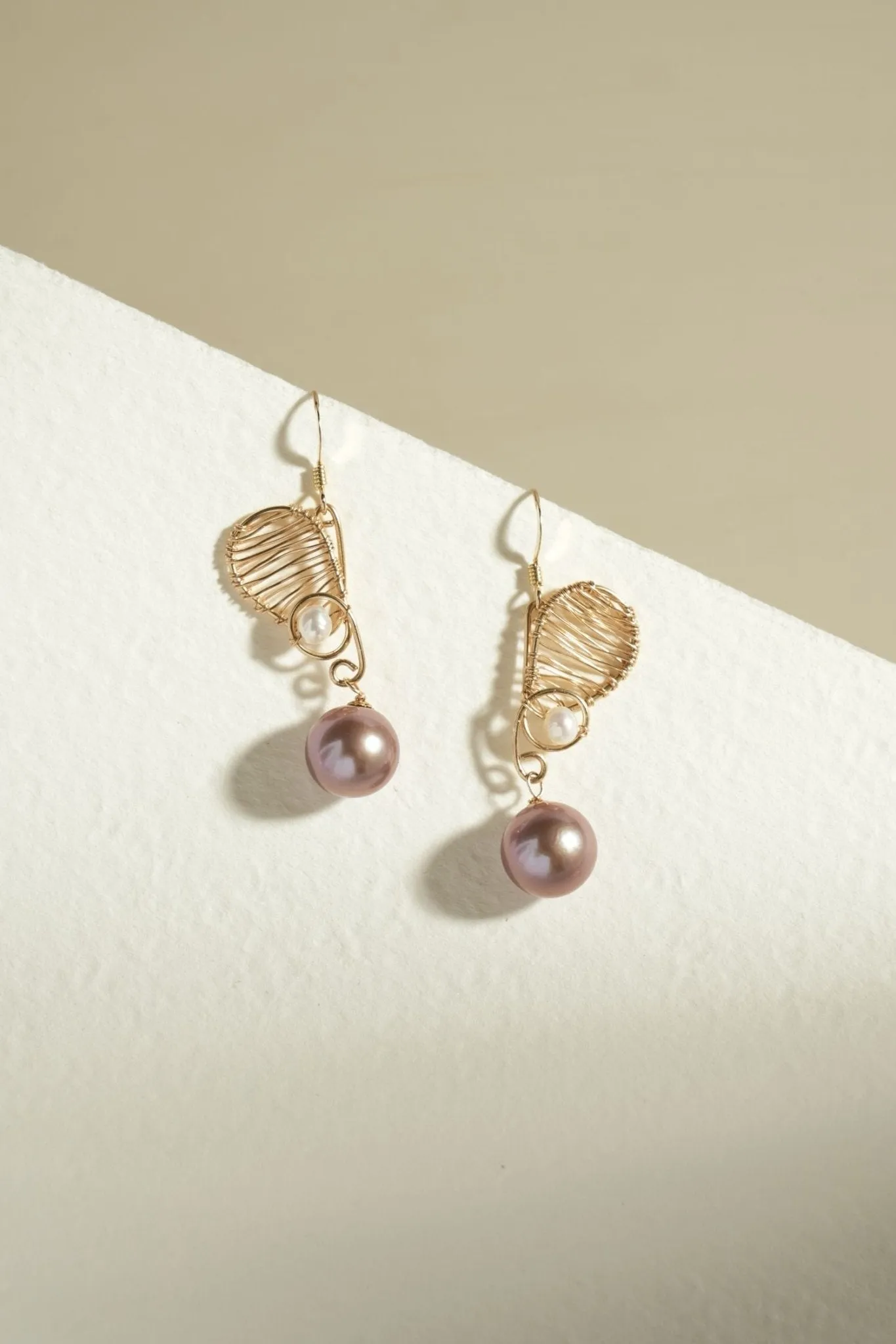 Purple Fairy Series Butterfly Kiss Pearl Dangle Earrings