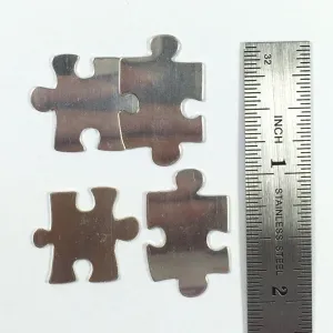 Puzzle pair sets, 2 pair puzzle pieces, 22 gauge sterling, Interlocking puzzle, puzzle blanks, 3/4 " X 7/8 " and 1 " X 5/8 ",  2 set pack