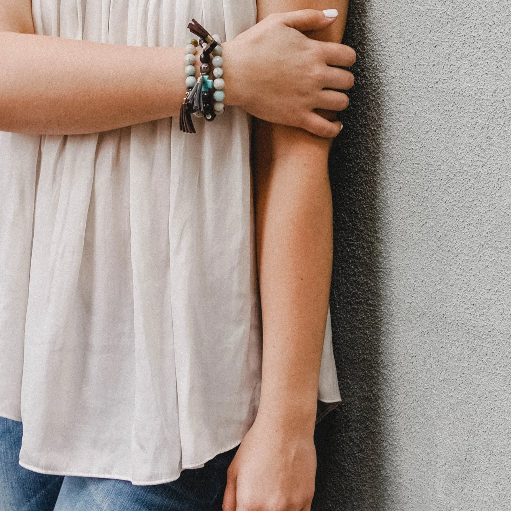 "Hayden" Wooden and Turquoise Cross Bracelet