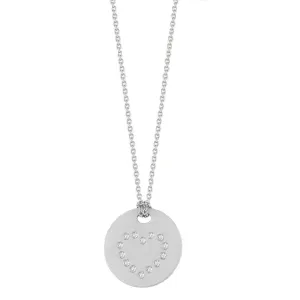 Roberto Coin 18k White Gold Disc Pendant With a Diamond Heart