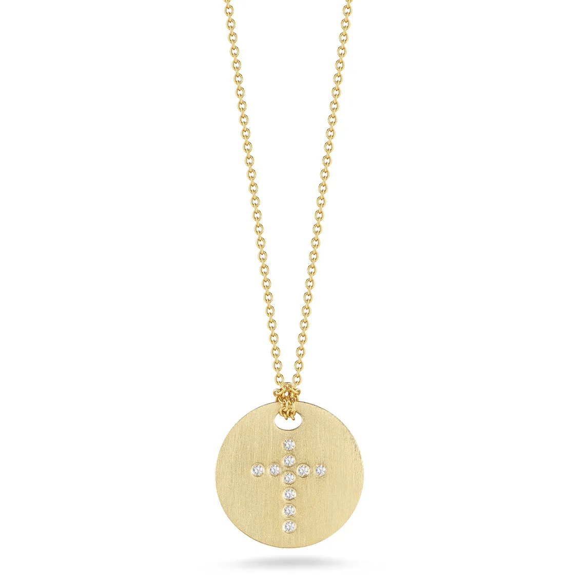 Roberto Coin 18k Yellow Gold Disc Pendant With a Diamond Cross