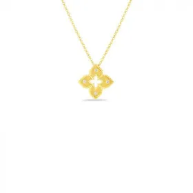 ROBERTO COIN PETITE VENETIAN PRINCESS YELLOW GOLD DIAMOND ACCENT FLOWER PENDANT NECKLACE