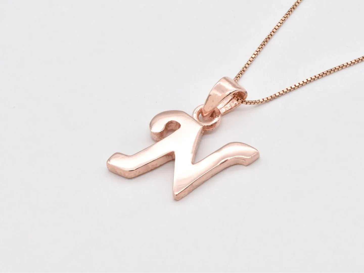 Rose Gold Letter N Pendant - Alphabet Letter Necklace - Large Letter N Pendant