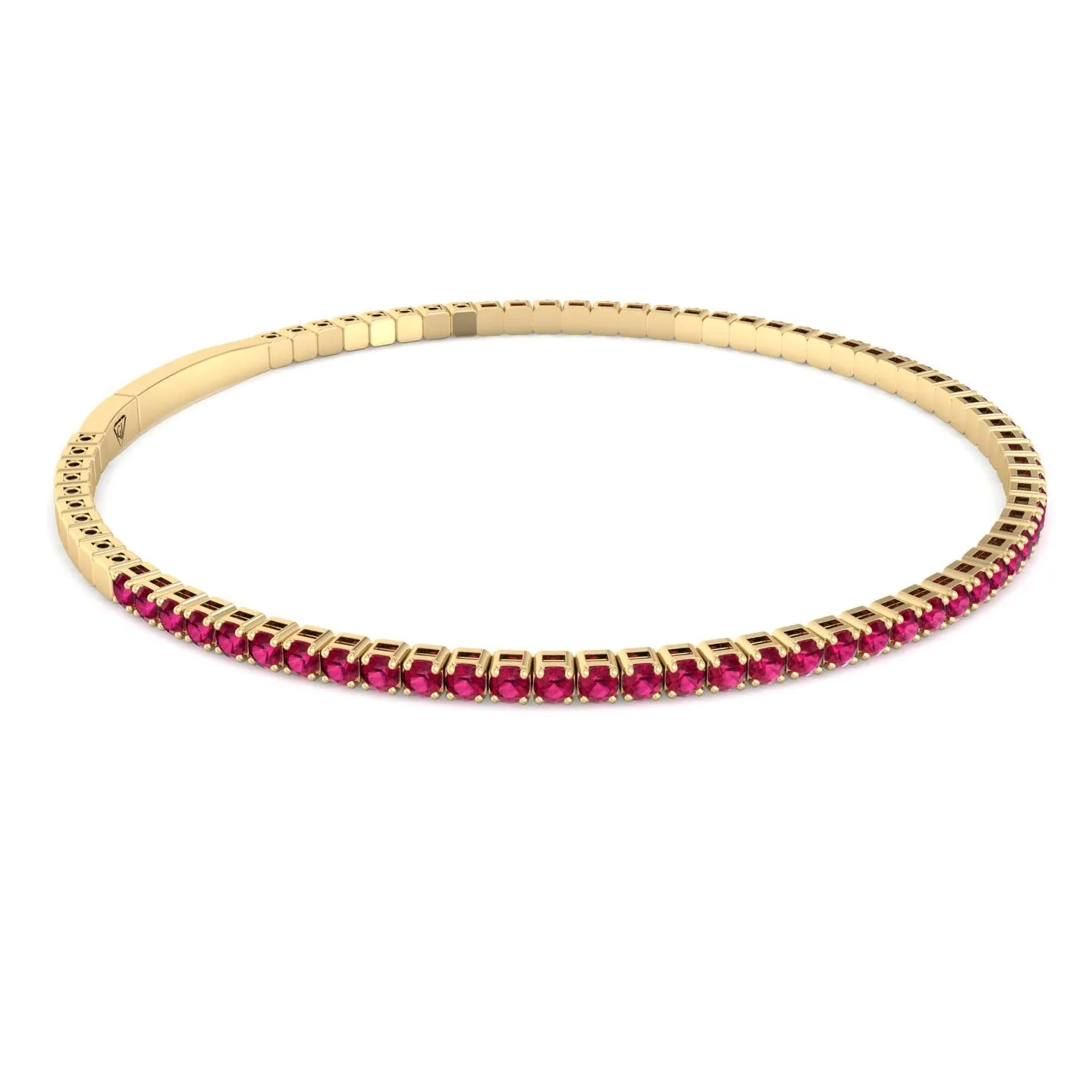 Rossa - Flexible Natural Red Ruby Bangle in 14K Solid Gold