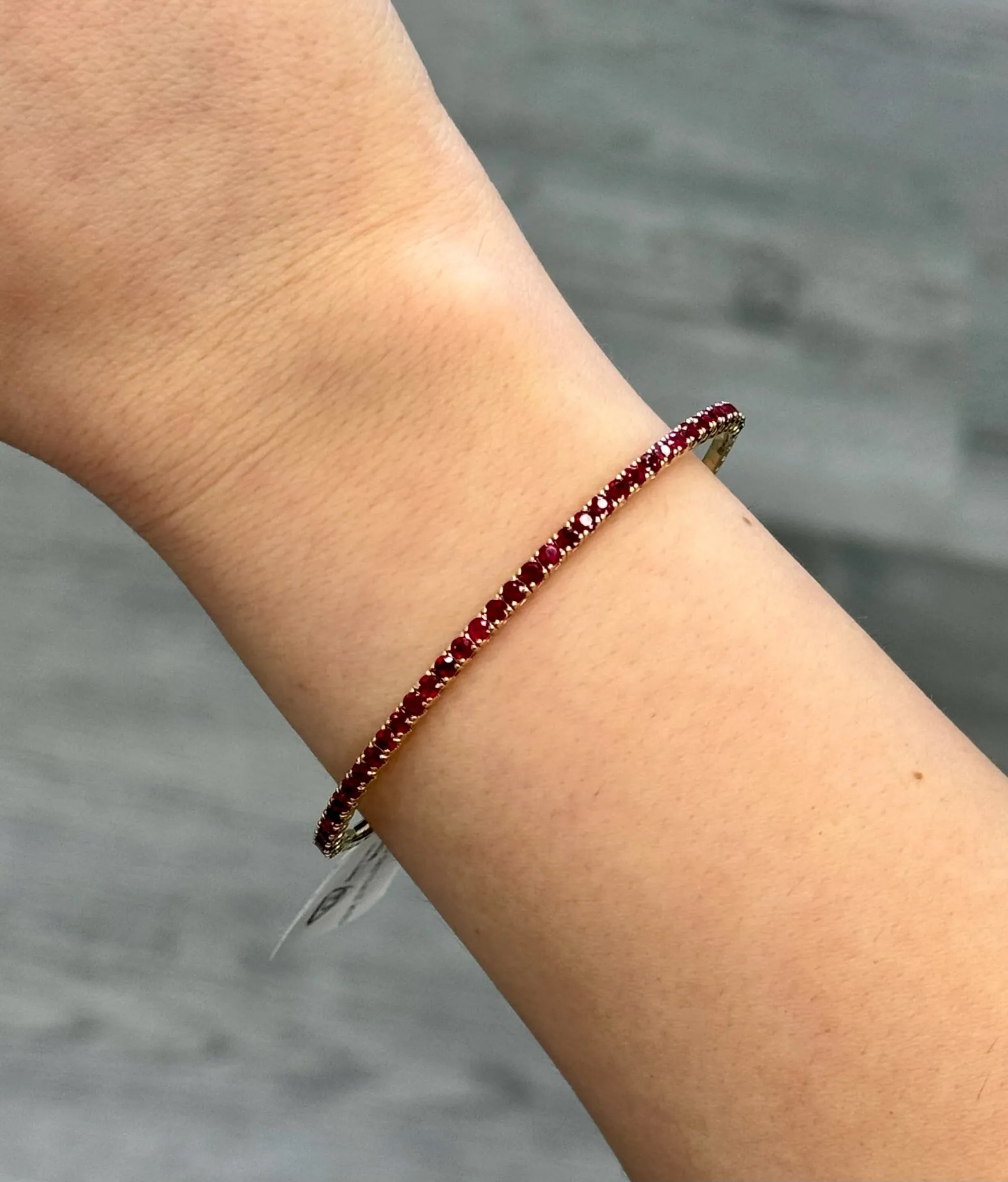 Rossa - Flexible Natural Red Ruby Bangle in 14K Solid Gold