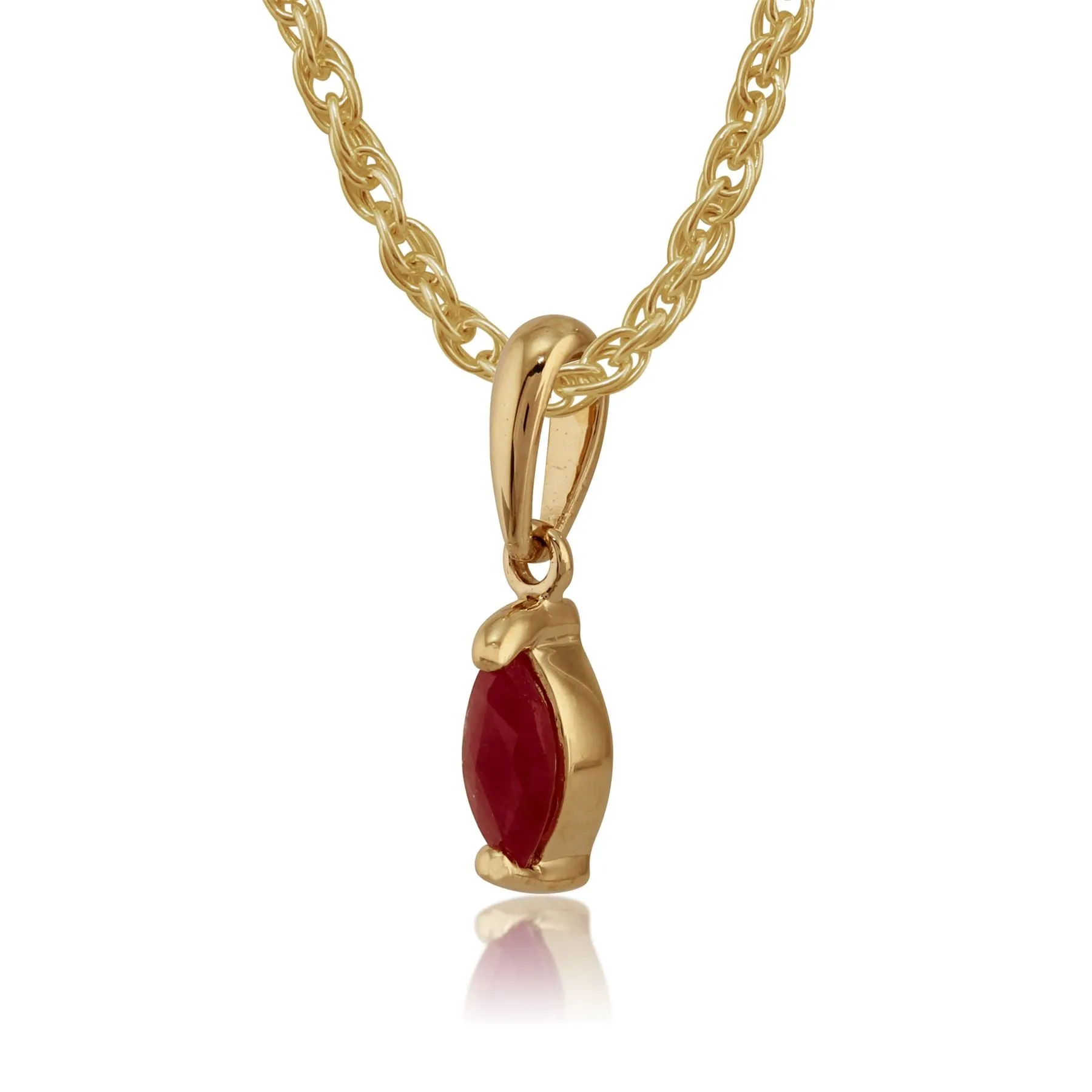 Rubin Marquise Anhänger, 9ct Gelbgold 0.24ct rubin Einzel Stein Anhänger auf 45cm Kette