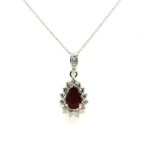 Ruby & Diamond Drop Pendant-clustered Ad No. 0965