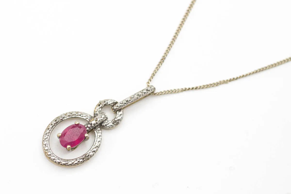 Ruby & Diamond Gold Plated Silver Collier