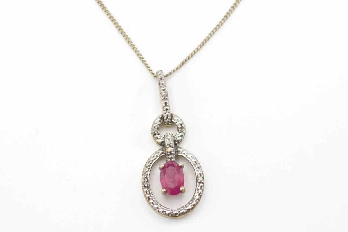 Ruby & Diamond Gold Plated Silver Collier