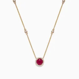 Ruby Royale 14K Yellow Gold Ruby and Diamond Station Necklace, 1.11 TCW