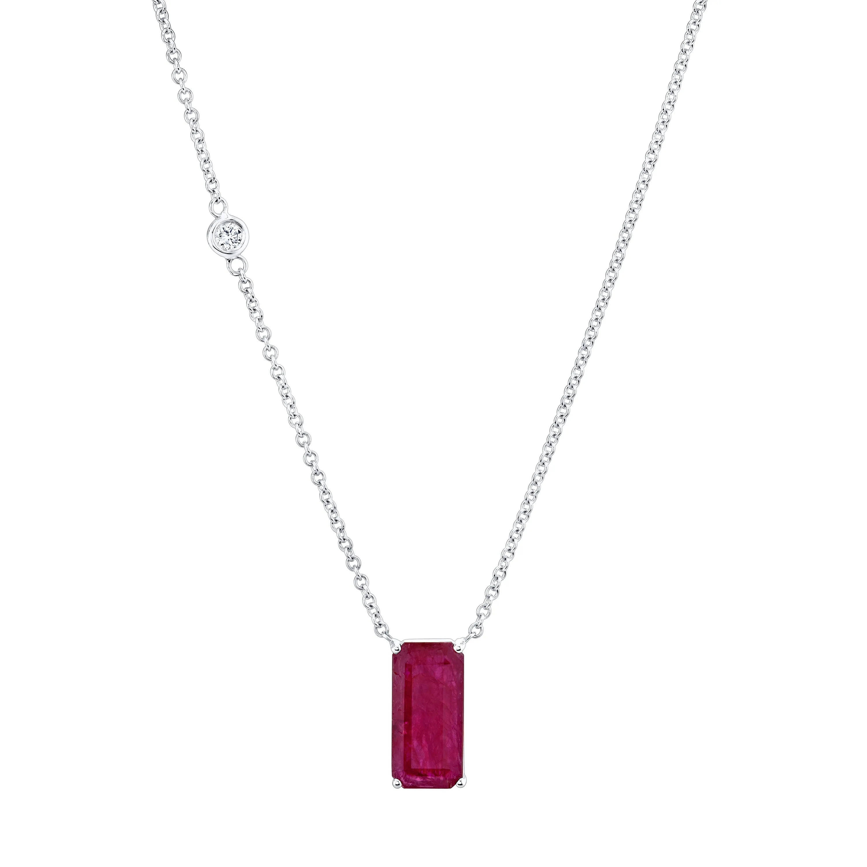 RUBY SOLITAIRE ELONGATED PENDANT NECKLACE