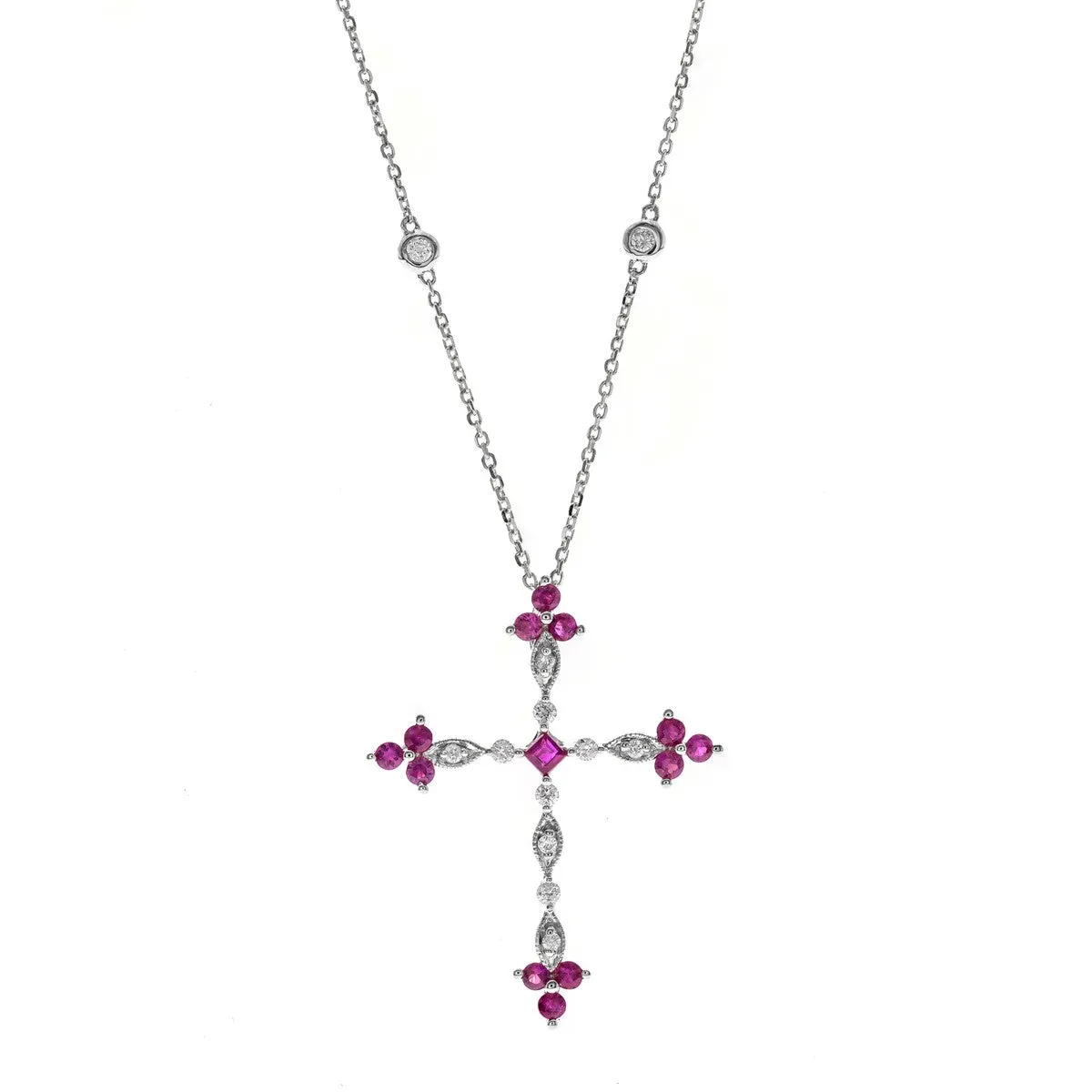 Samantha 14K White Gold Round-Cut Pink Mozambique Ruby Pendant