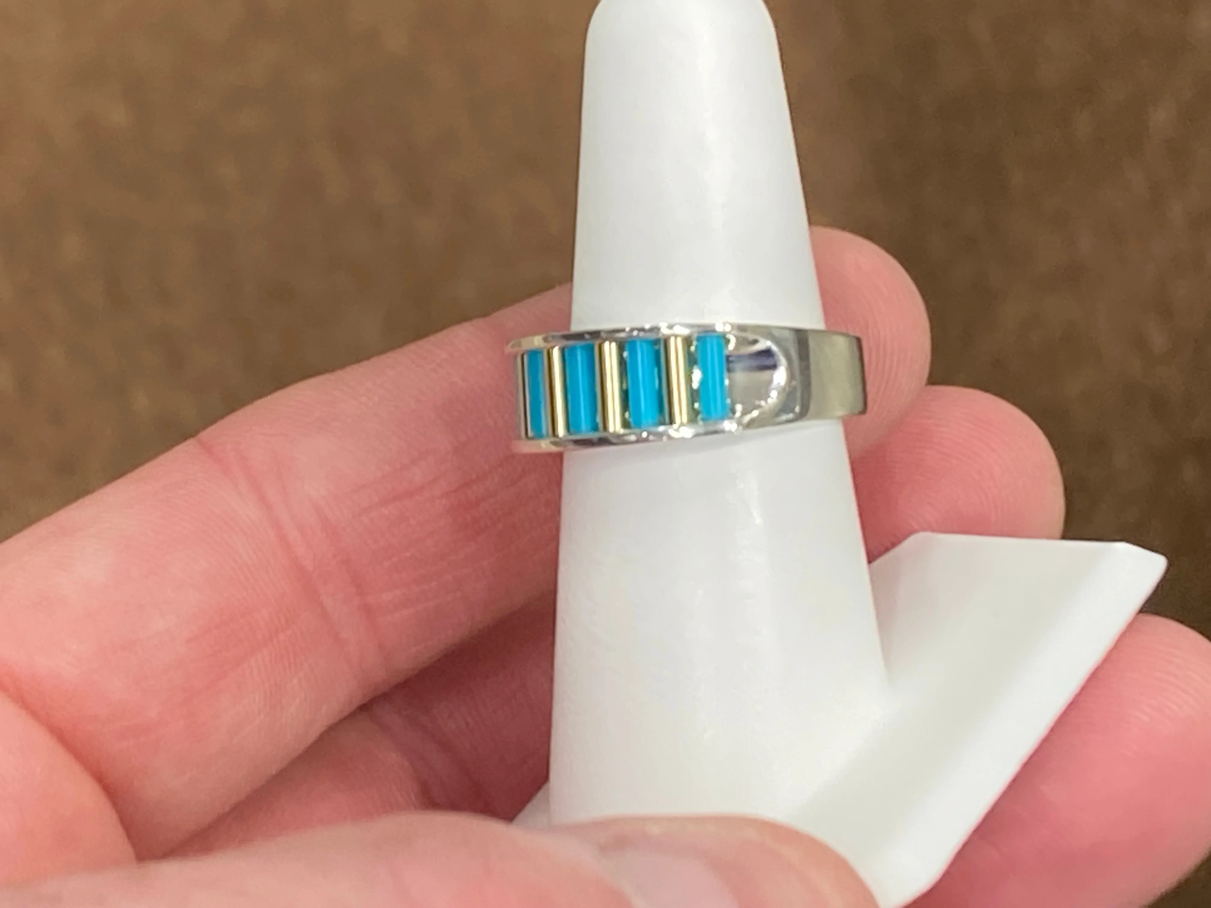 Silver And Gold Turquoise Aperture Ring By John Kennedy