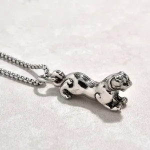 Silver Jaguar Steel Hearts Necklace