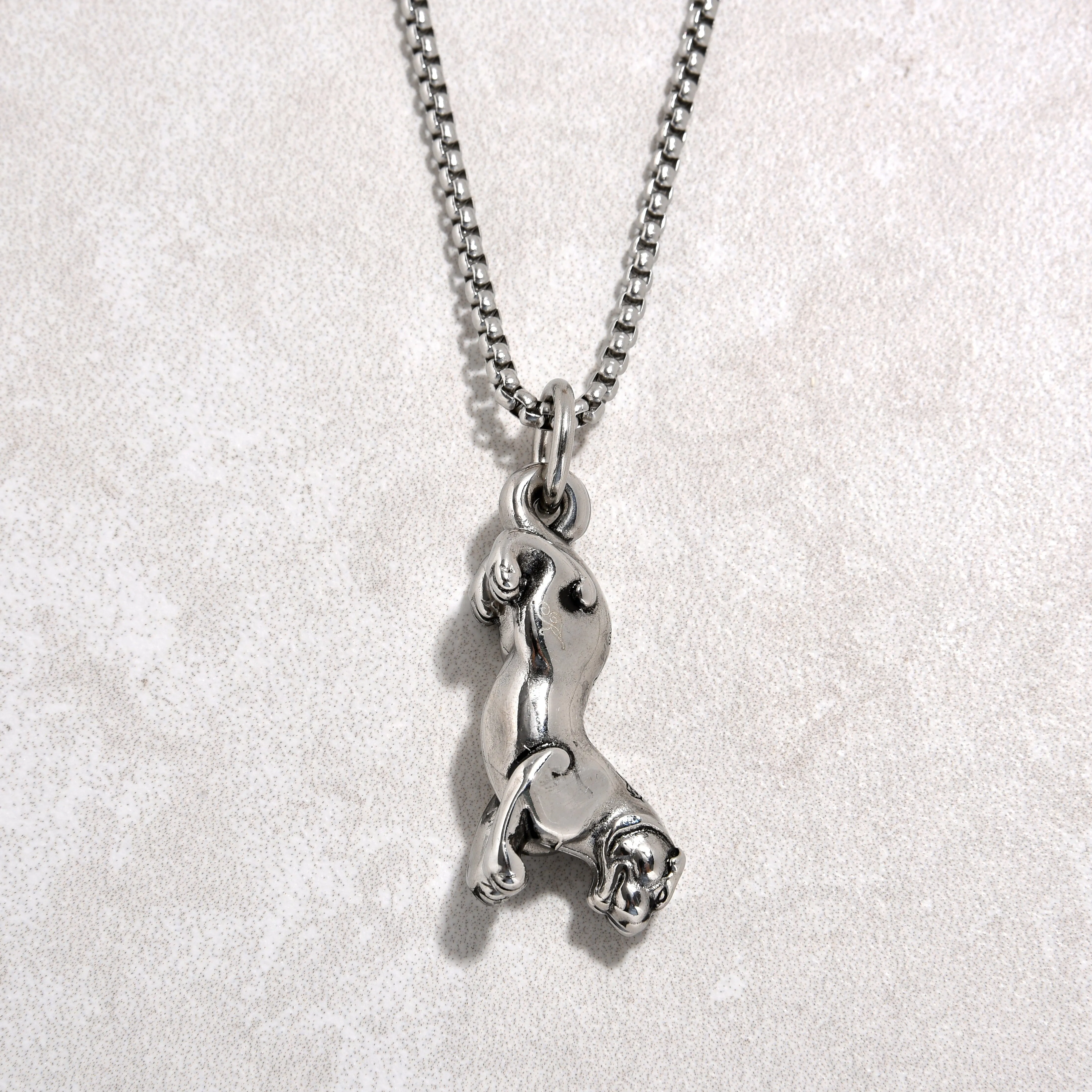 Silver Jaguar Steel Hearts Necklace