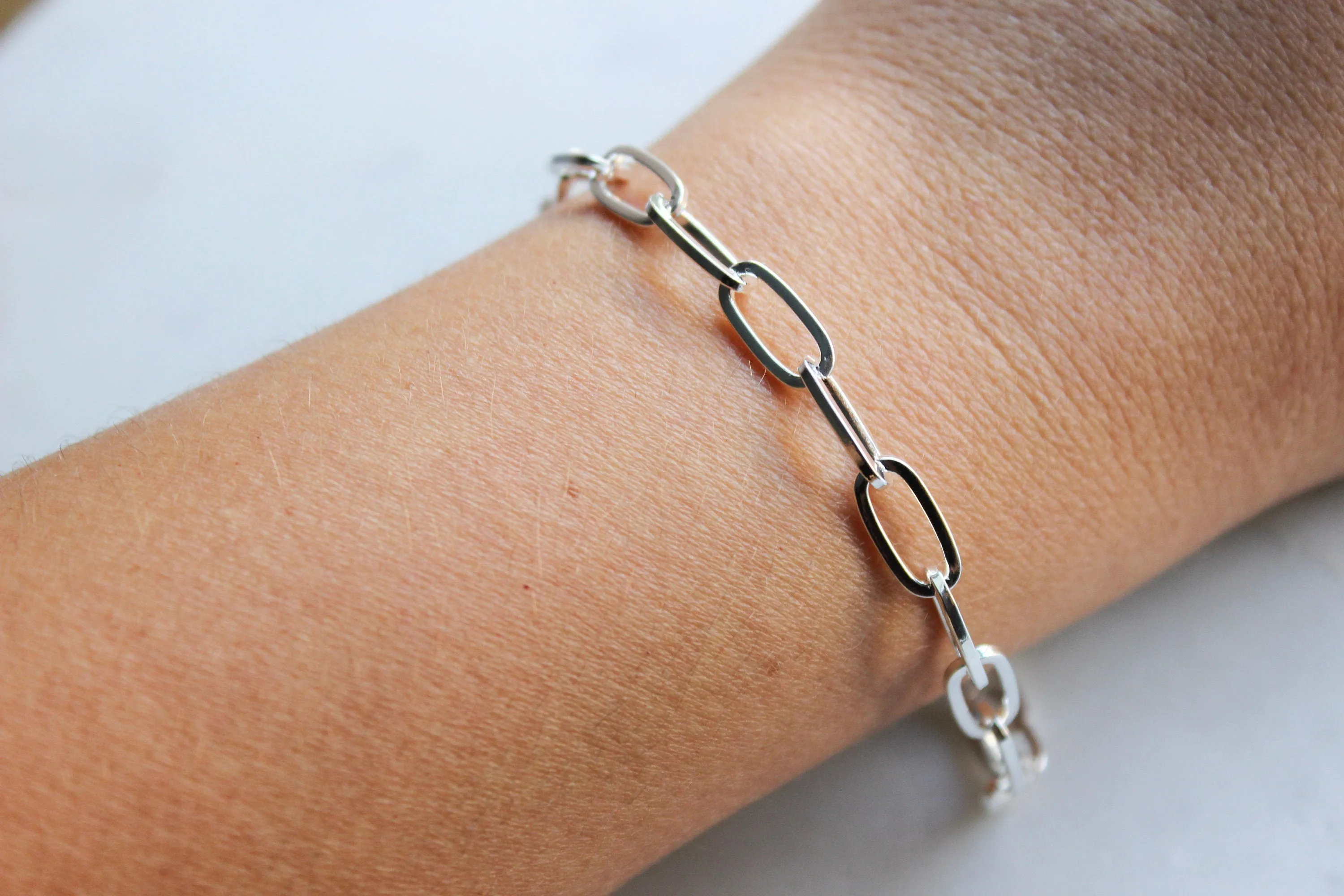 Silver Paperclip Bracelet Set, Paperclip Bracelets, Paperclip Jewelry, Link Chain Bracelets, Big Link Bracelet, Stackable Link Jewelry