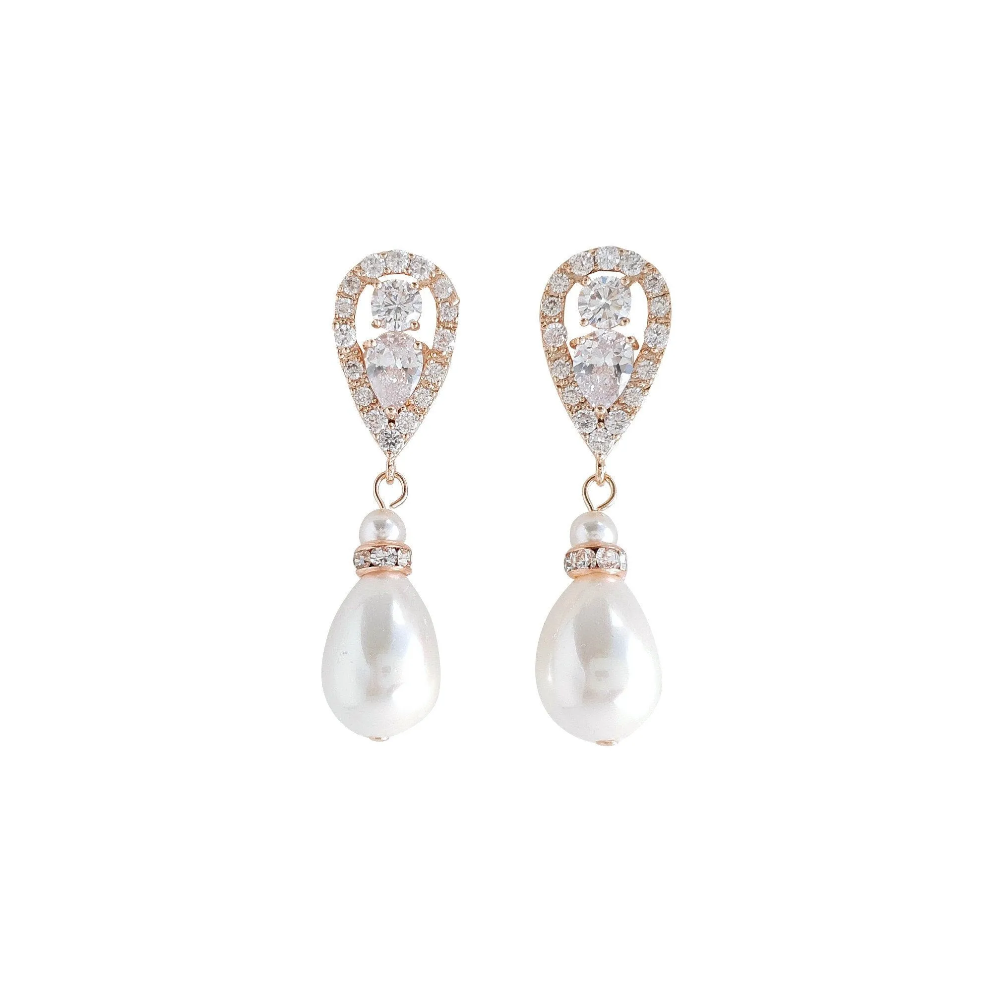 Silver Pearl Drop Earrings-Cera