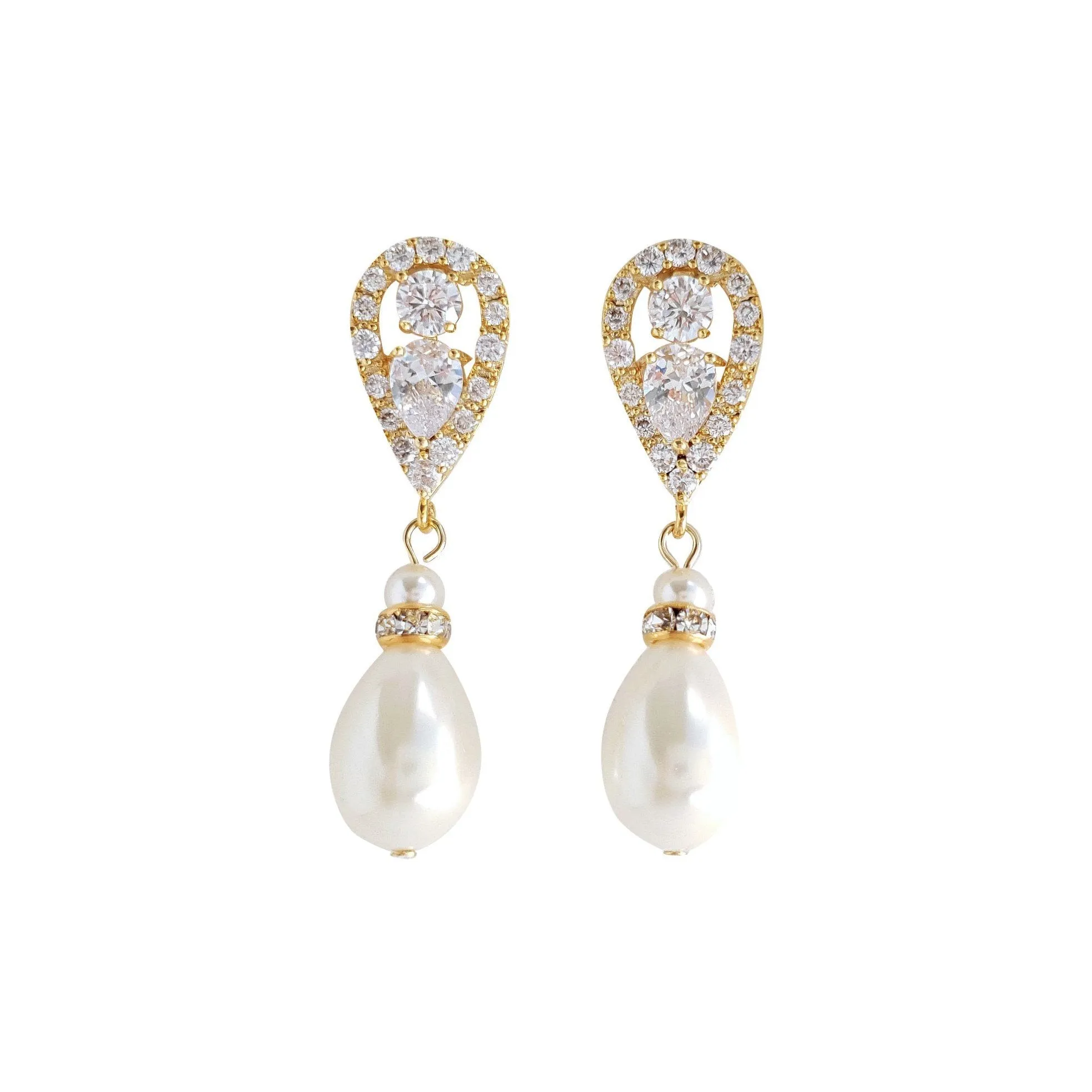 Silver Pearl Drop Earrings-Cera